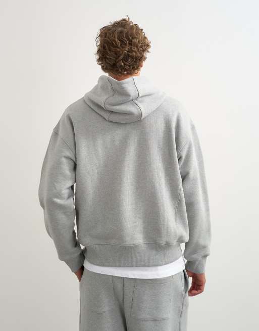 Topman Kapuzenpullover mit lockerem Schnitt in schwerer Qualität in graumeliert, 4 von 5