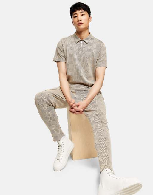 Topman – Karierte Jogginghose in Stein, 4 von 4