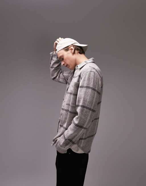 Topman – Kariertes, langärmliges Flanellhemd in Braun mit normalem Schnitt