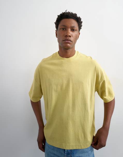 Topman – Kastiges T-Shirt in verwaschenem Gelb - view 1