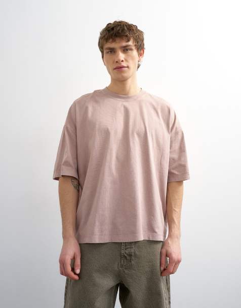 Topman – Kastiges T-Shirt in verwaschenem Rosa - view 1