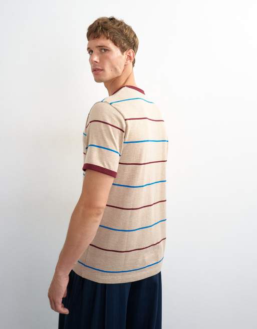 Topman klassiek gestreept T-shirt in havermoutkleur, 3 van 5