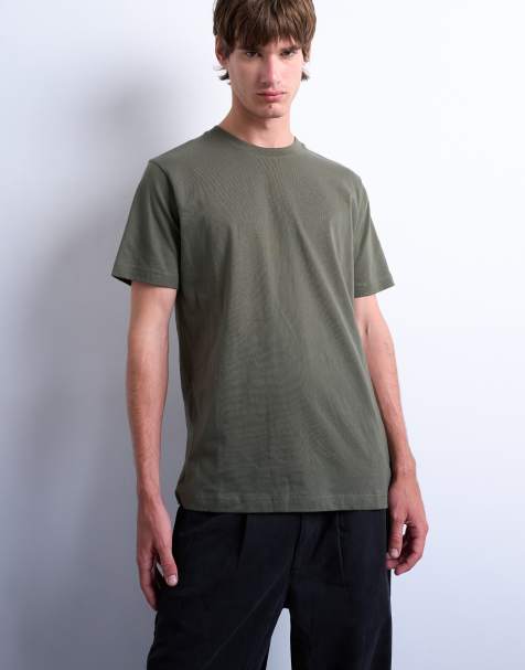 Topman - Klassiek vallend T-shirt in kaki - view 1