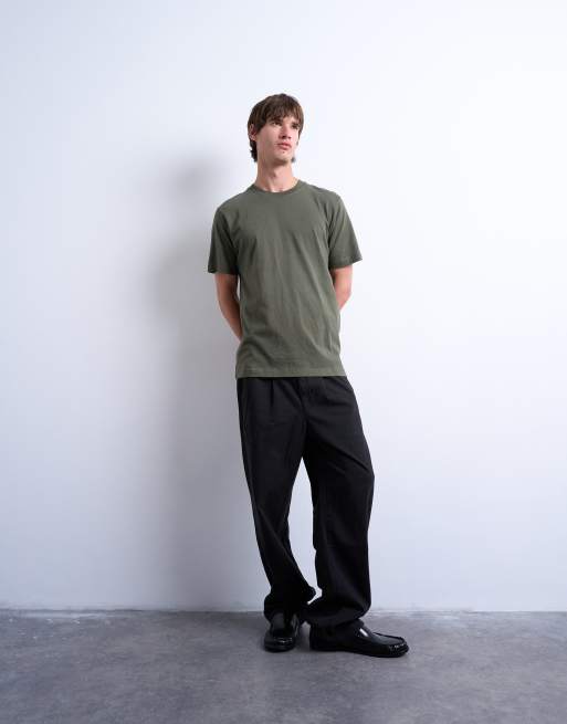 Topman - Klassiek vallend T-shirt in kaki, 3 van 5