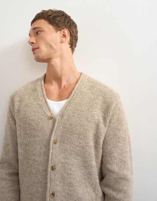 Topman klassisch geschnittener Cardigan aus gebürstetem Strick in Oatmeal, 3 von 7