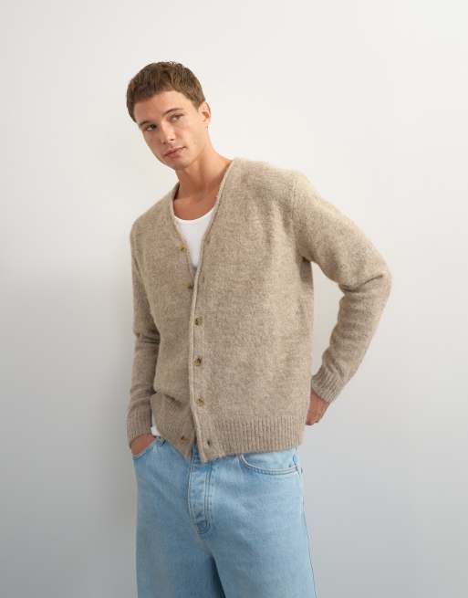 Topman klassisch geschnittener Cardigan aus gebürstetem Strick in Oatmeal, 4 von 7