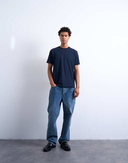 Topman – Klassisch geschnittenes T-Shirt in Marineblau , 2 von 5