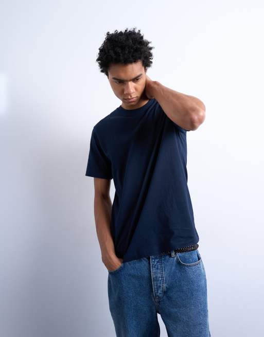 Topman – Klassisch geschnittenes T-Shirt in Marineblau , 4 von 5