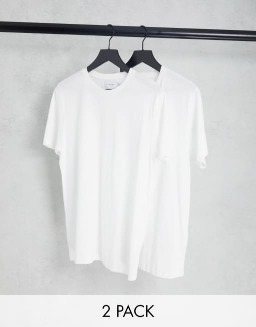 Topman – Klassische T-Shirts in Weiß, im 2er-Pack