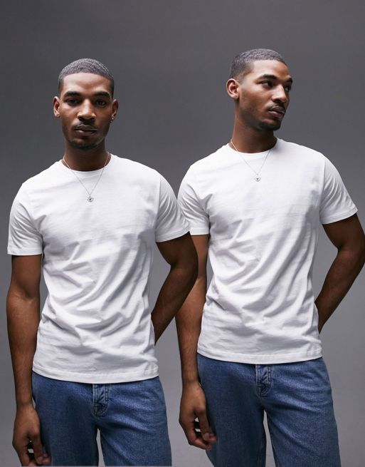 Topman – Klassische T-Shirts in Weiß, im 7er-Pack