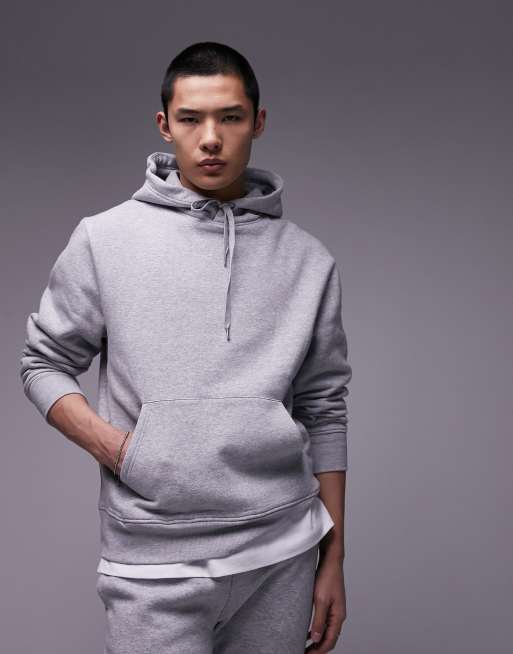 Topman – Klassischer Kapuzenpullover in meliertem Grau