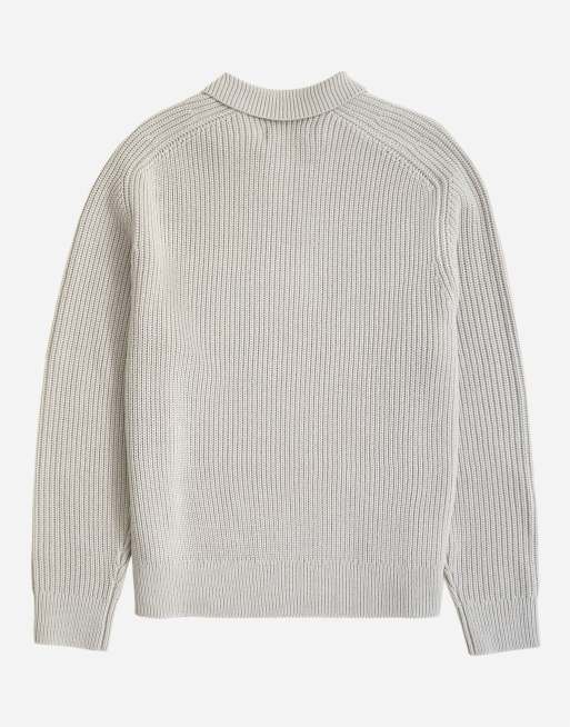 Topman klassisk fit strikket polo i grå, 7 af 7