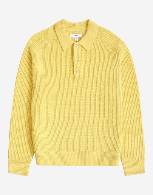 Topman klassisk pasform strikket polo i gul, 6 af 7