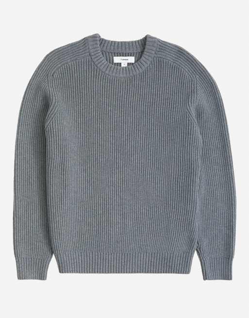 Topman klassisk passform fiskarstickad tröja i grått, 6 av 7