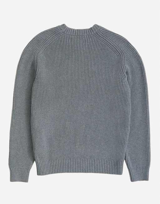 Topman klassisk passform fiskarstickad tröja i grått, 7 av 7