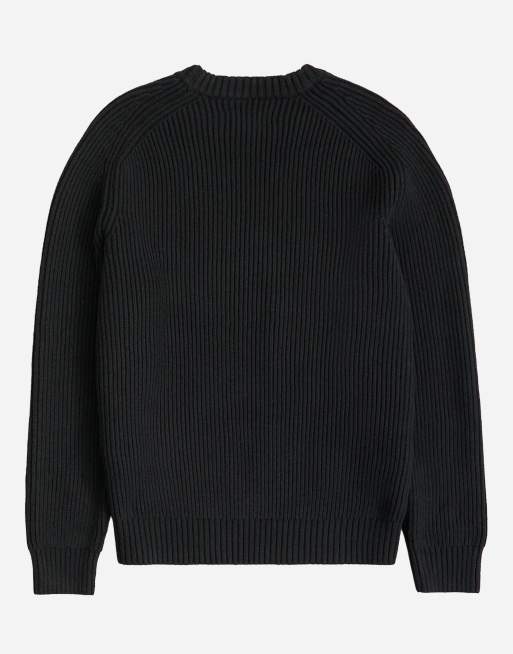 Topman klassisk passform fiskarstickad tröja i svart, 7 av 7