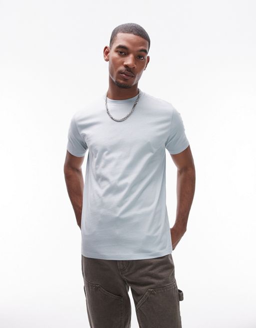 Topman - Klassisk T-shirt i lyseblå