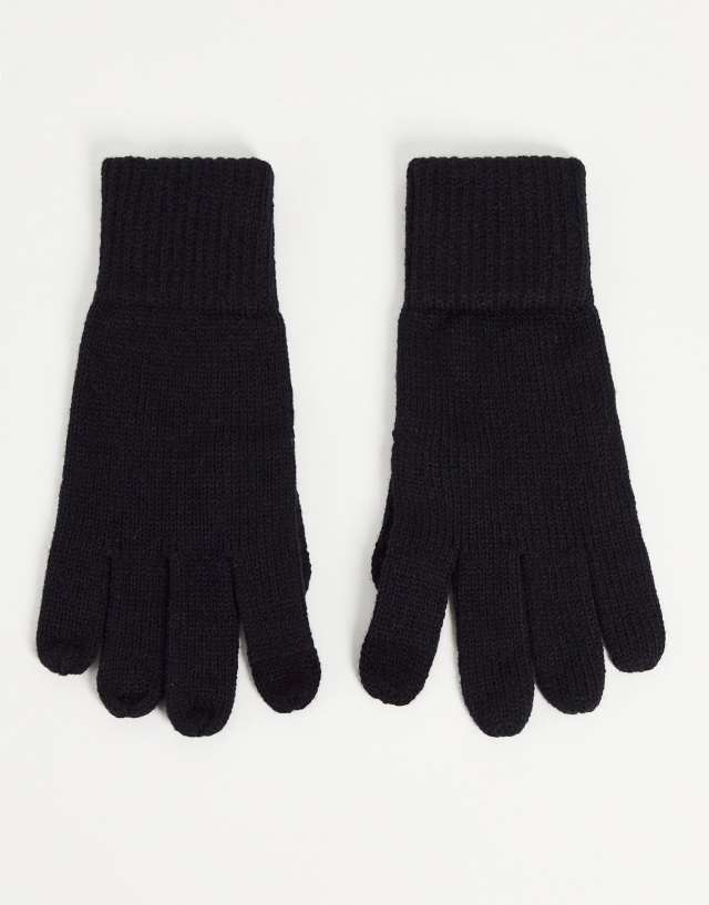 Topman knit gloves in black - BLACK