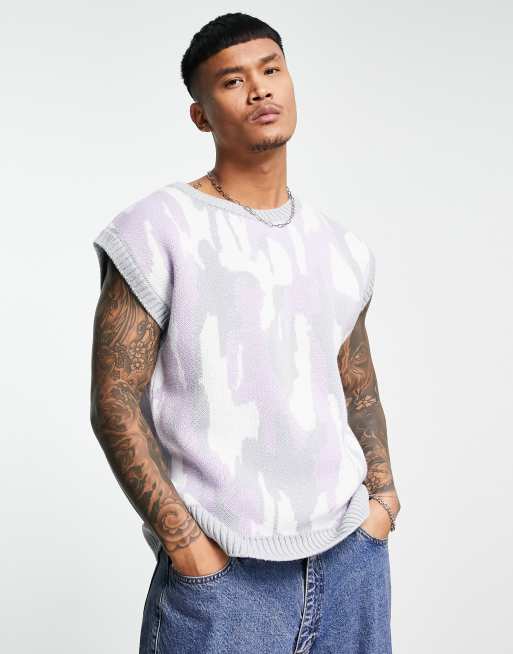 Topman knit tank with all-over print in multi