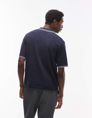 TOPMAN KNIT TERRYCLOTH POLO WITH TIPPING 