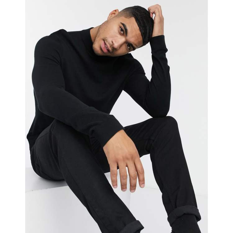 Topman knit turtle neck sweater in black | ASOS