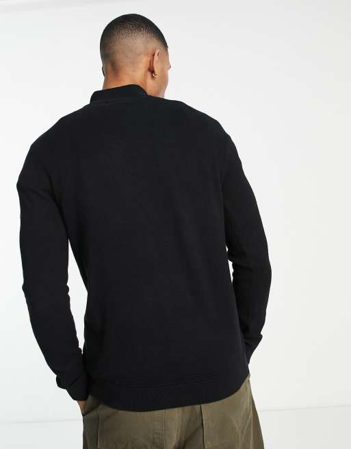 Topman knit zip turtle neck sweater in black | ASOS