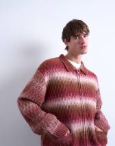 Topman knitted blend zip through cardigan in brown