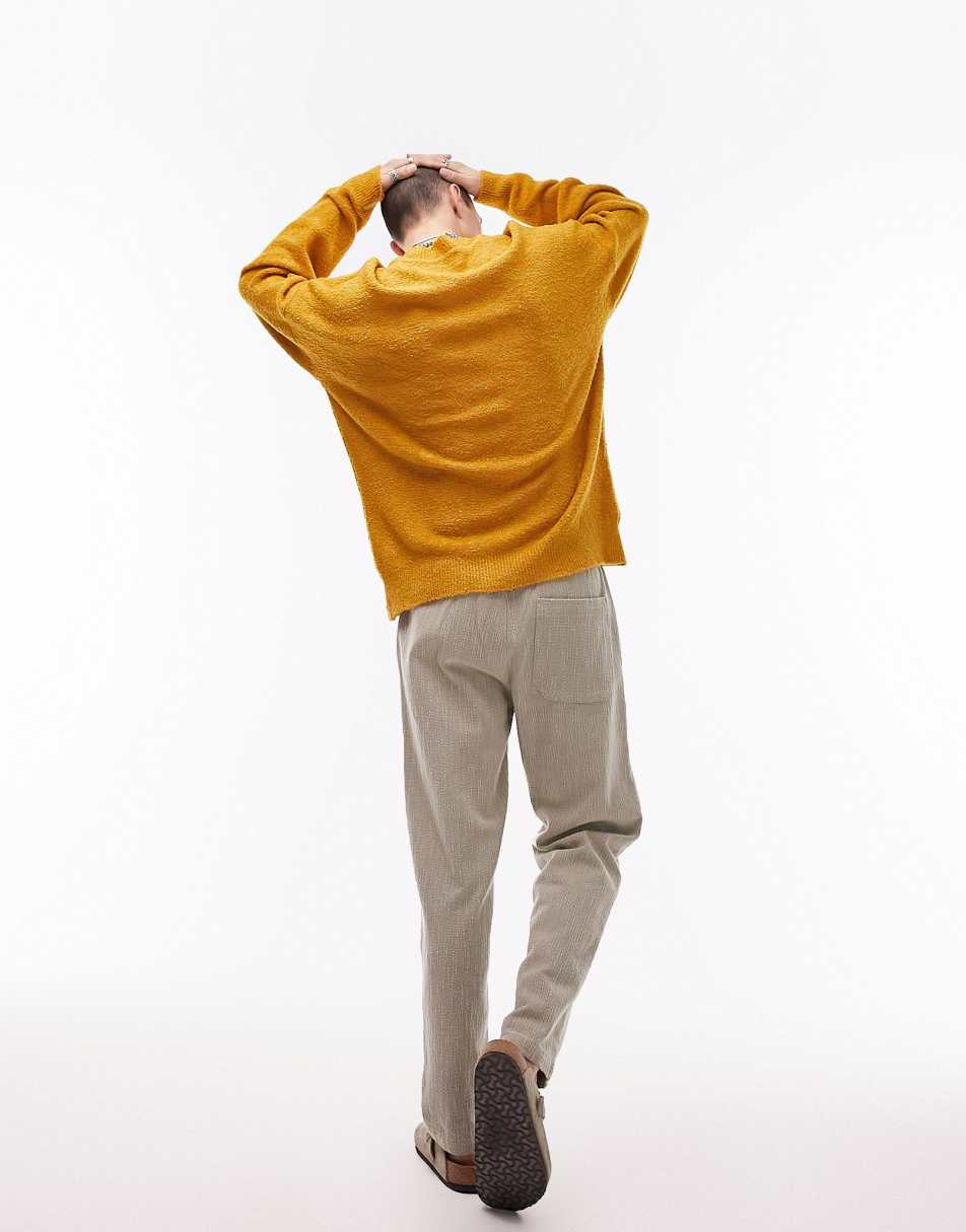 Topman knitted boucle v neck jumper in yellow