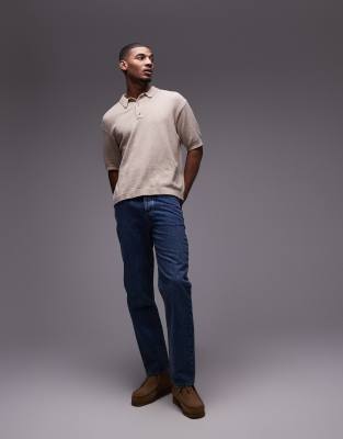 Topman Knitted Button Through Boucle Shirt In Neutral