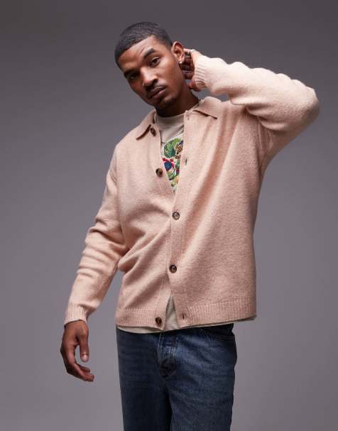 Topman knitted button through cardigan in ecru - view 1
