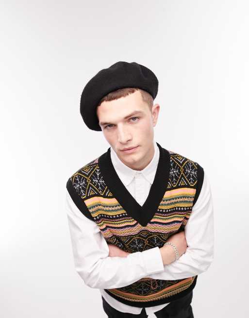 Topman knitted Christmas pullover sweater with all over shiny fair isle in multi