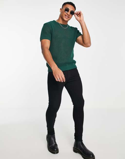 Green t best sale shirt black jeans