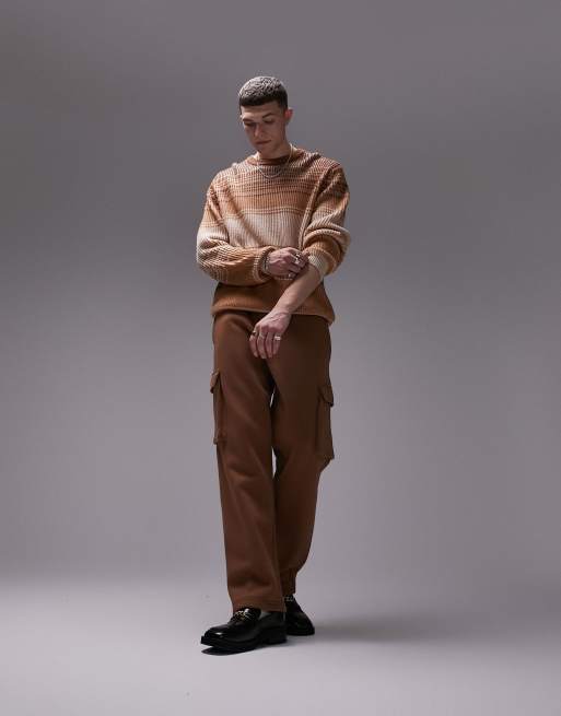 Topman straight leg cargo jogger in brown