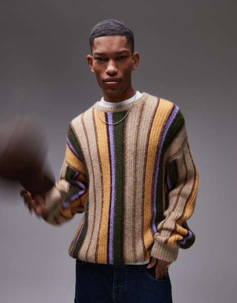 Topman knitted stripe jumper in multi - view 1