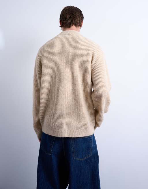 Topman knitted sweater in stone