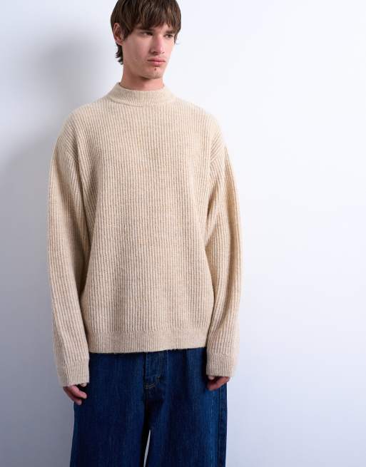 Topman knitted sweater in stone