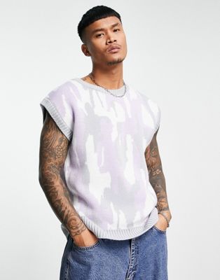 Topman knitted tank with all over print in multi - ASOS Price Checker