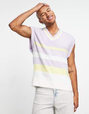 Topman knitted tank with stripe in lilac-Purple, Compare