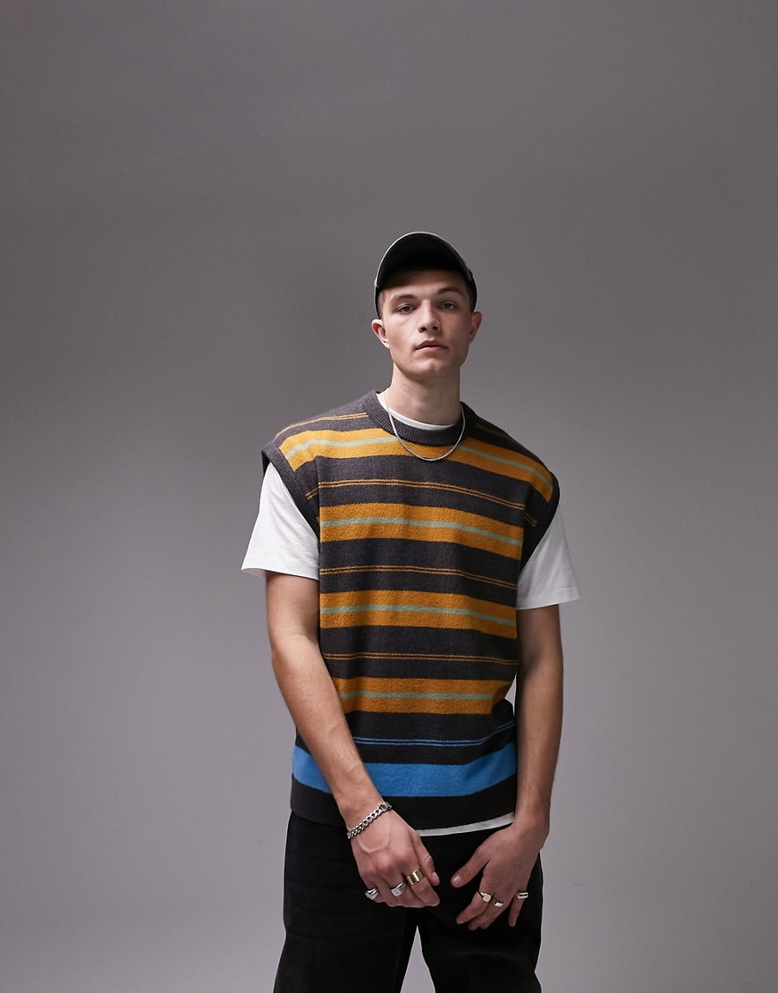 Topman knitted tank with stripes in multi