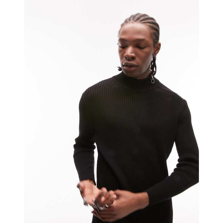 Black roll neck jumper mens sale