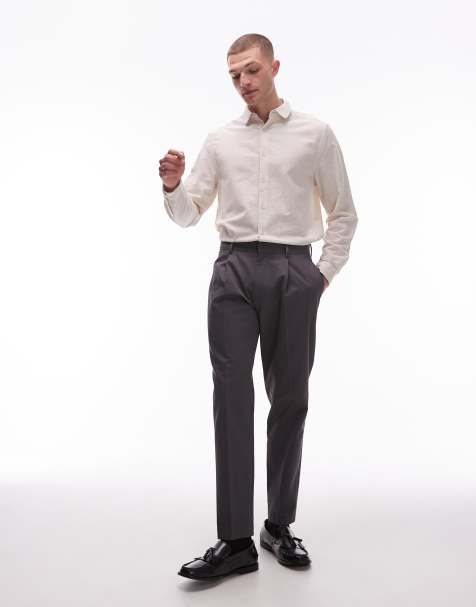 Topman - Koksgrå elegante bukser med tapered pasform i bomuld - view 1