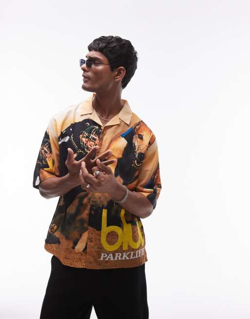 Topman – Kolorowa koszula z krótkimi rękawami i licencjonowaną grafiką albumu zespołu BLUR