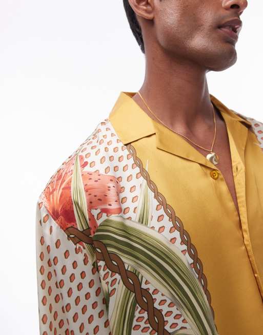Topman - Kortærmet satinskjorte med botanisk print, 5 af 5