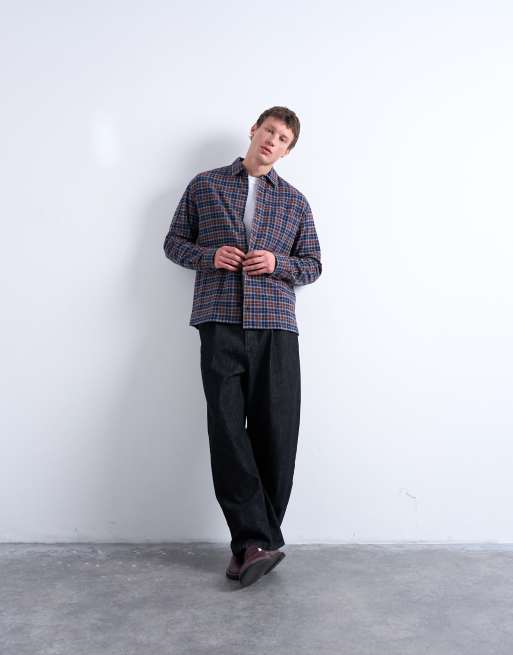 Topman – Koszula flanelowa o luźnym kroju w brązową kratkę, 2 z 5
