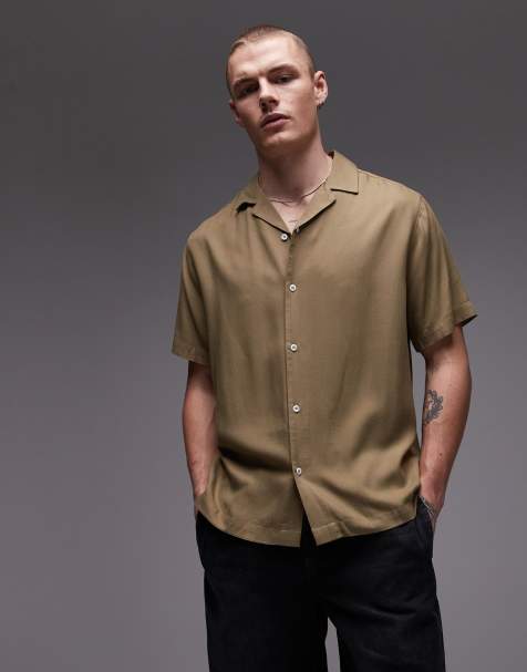 Topman short sleeve shirt in khaki
