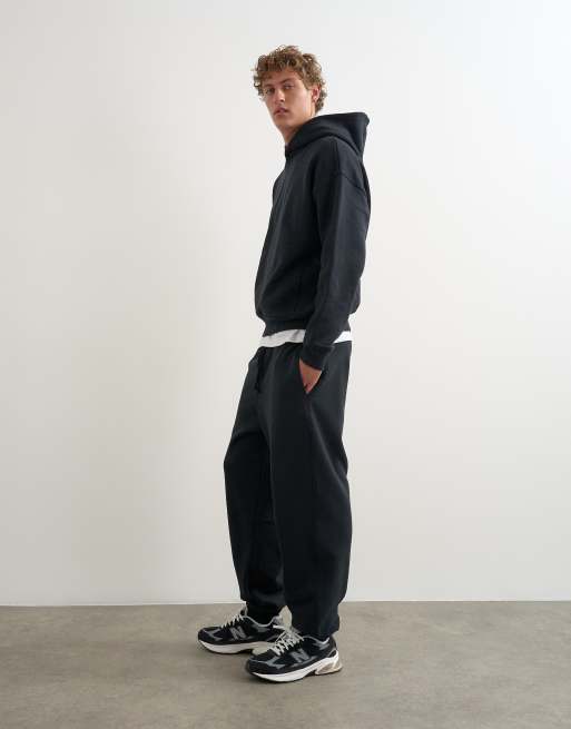 Topman kraftiga joggers med baggy passform och muddar i svart, 4 av 5