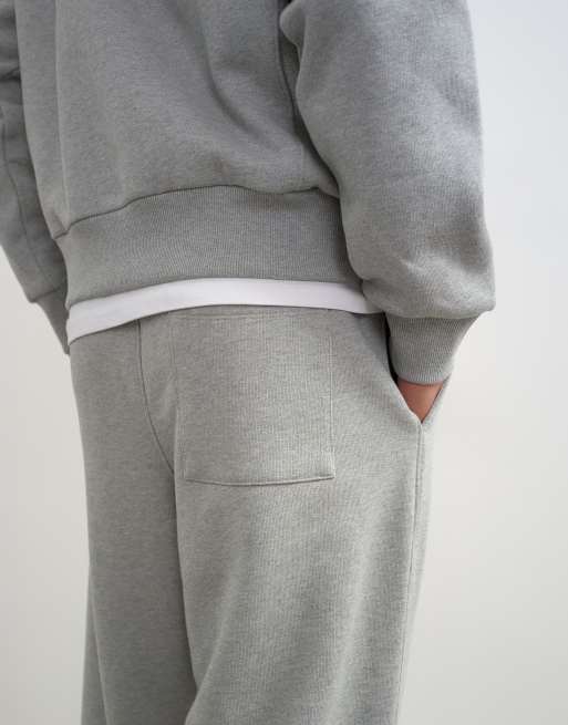 Topman kraftiga joggers med baggy passform och uppvikta benslut i gråmelerad, 5 av 5