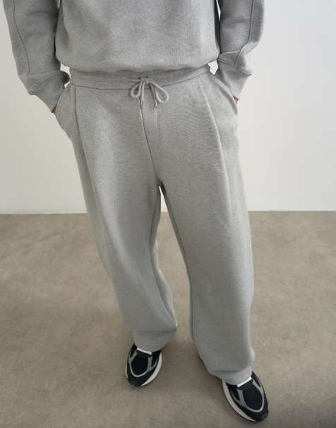 Topman kraftiga joggers med barrel-passform i gråmelerad - view 1