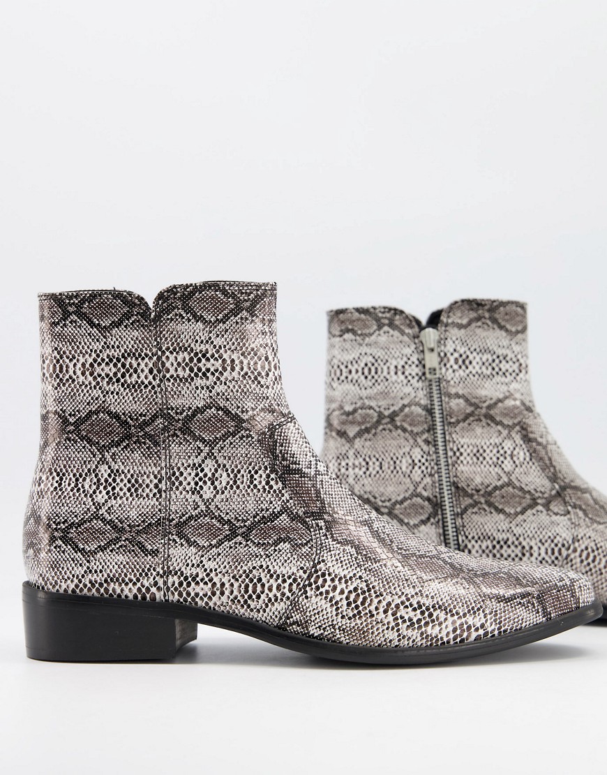 Topman - Laarzen met slangenprint in grijs