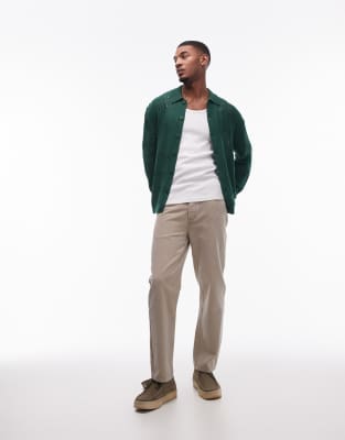 Shop Topman Ladder Stitch Cardigan In Green